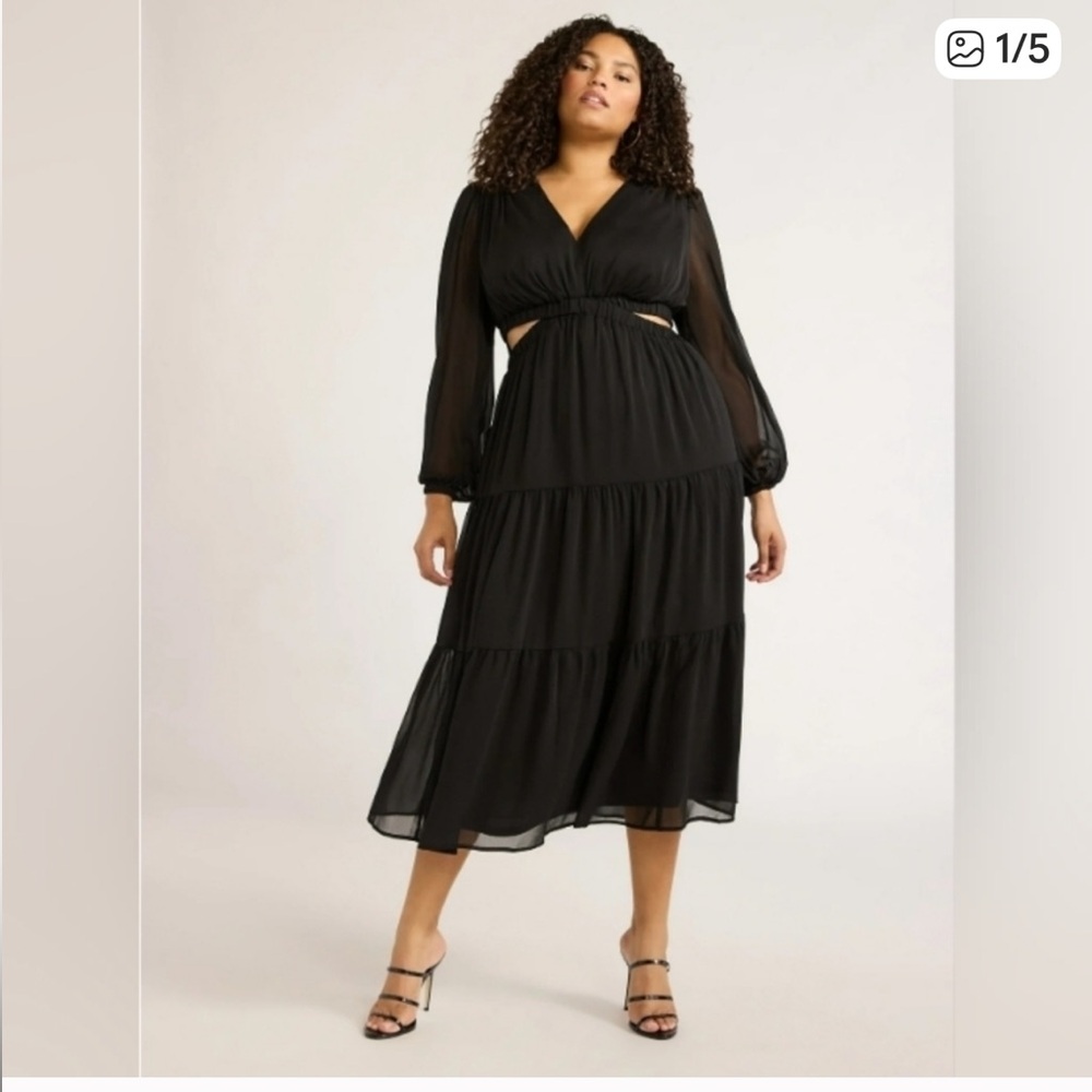 Sofia by Sofia‎ Vergara Black Sheer Sleeve Maxi Dress 3X